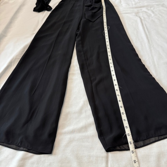 NEW Jay Godfrey 0 Black Sheer Sleeve Wide Leg Jumpsuit ~ Classic Capsule - Picture 6 of 9